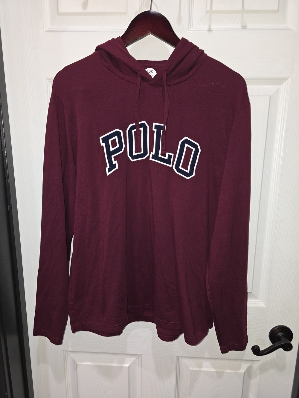 Polo by Ralph Lauren Burgundy Crewneck Hoodie with Collegiate Logo